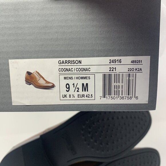 Stacy Adams Garrison 24916-221 Dress Shoes Mens 9.5M Cognac Wingtip Oxford S0664